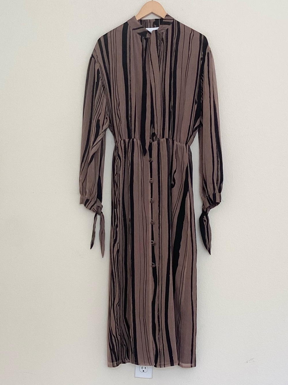 Nanushka Brown and Black Striped Midi Dress SZ XS